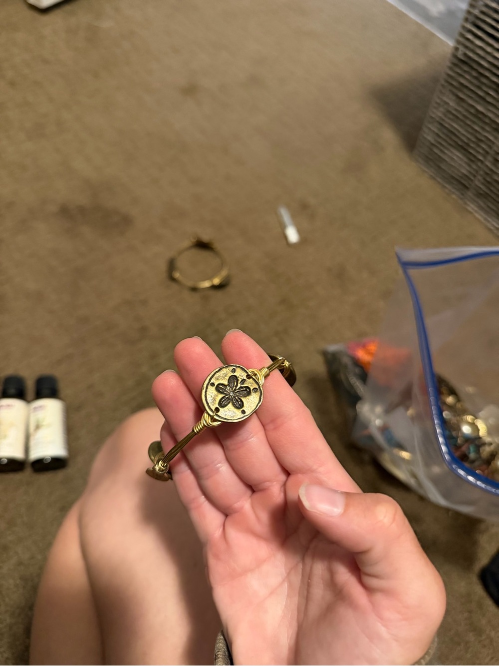 Bourbon and Bowties Gold Sand Dollar Charm Bangle
